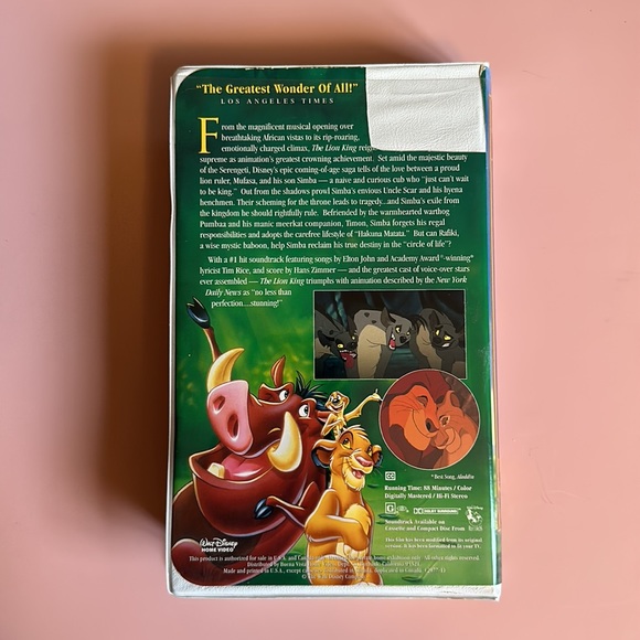 THE LION KING VHS Movie Tape Walt Disney's Masterpiece Collection  1995 ORIGINAL - Picture 2 of 14